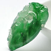 冰种菠菜绿缅甸翡翠A货如意寿挂件