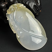 冰种褐黄翡缅甸翡翠A货如意挂件