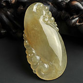 冰种褐黄翡缅甸翡翠A货福瓜挂件