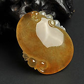 冰种褐黄翡缅甸翡翠A货如意挂件