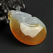 冰种褐黄翡缅甸翡翠A货如意挂件