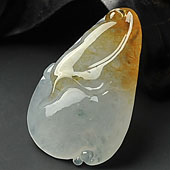 冰种褐黄翡缅甸翡翠A货如意挂件