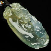 (超值推荐)冰种黄翡飘花缅甸翡翠A货龙行如意挂件