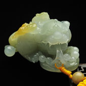 糯冰种晴水黄翡缅甸翡翠A货貔貅手玩件
