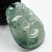 冰种飘花缅甸翡翠A货如意挂件