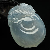 冰种晴水缅甸翡翠A货龙如意挂件