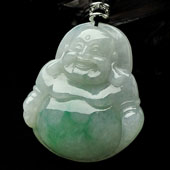 糯冰种略飘翠缅甸翡翠A货玉佛挂件