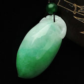 糯冰种翠色缅甸翡翠A货福瓜挂件