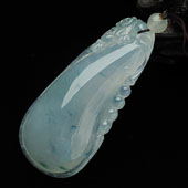 冰种飘花缅甸翡翠A货福瓜挂件