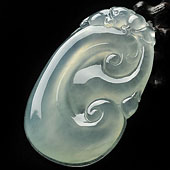 冰玻种晴水缅甸翡翠A货如意挂件