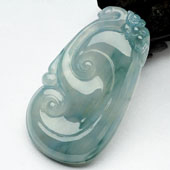 冰种略飘花缅甸翡翠A货如意挂件