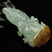 糯冰种晴水褐黄翡缅甸翡翠A货白菜挂件