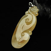 糯冰种褐黄翡缅甸翡翠A货如意挂件