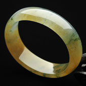 冰种黄翡飘花缅甸翡翠A货贵妃镯（52.8mm-45mm）