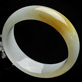 糯冰种褐黄翡晴水缅甸翡翠A货手镯（57.8mm）