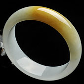 糯冰种褐黄翡晴水缅甸翡翠A货手镯（57.6mm）