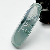 冰种飘花缅甸翡翠A货福瓜挂件