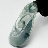 冰种飘花缅甸翡翠A货如意挂件