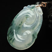 (超值推荐)冰种飘花缅甸翡翠A货如意挂件