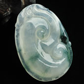 冰种飘花缅甸翡翠A货如意挂件