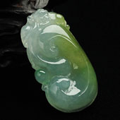 冰种晴水褐黄翡缅甸翡翠A货如意挂件