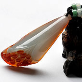 糯冰种红黄翡缅甸翡翠A货玉兰花挂件
