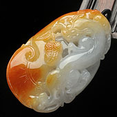 糯冰种红黄翡缅甸翡翠A货龙行如意挂件