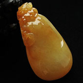 糯冰种褐黄翡缅甸翡翠A货福瓜挂件