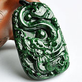 细糯种干青缅甸翡翠A货龙行如意挂件