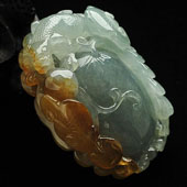 糯冰种晴水褐黄翡缅甸翡翠A货福寿如意挂件