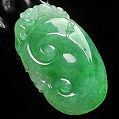 冰种翠色缅甸翡翠A货如意挂件