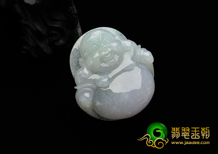 糯冰种晴水淡紫罗兰缅甸翡翠A货玉佛挂件