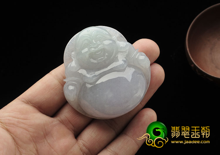 糯冰种晴水淡紫罗兰缅甸翡翠A货玉佛挂件