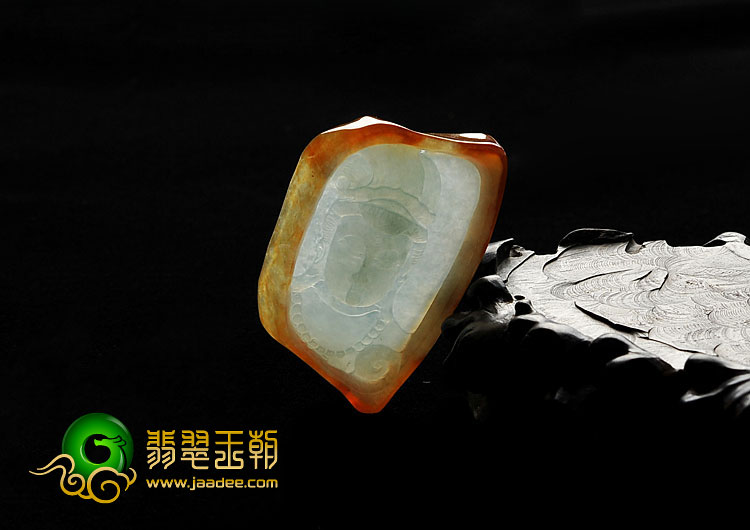冰种褐黄翡晴水缅甸翡翠A货观音头挂件