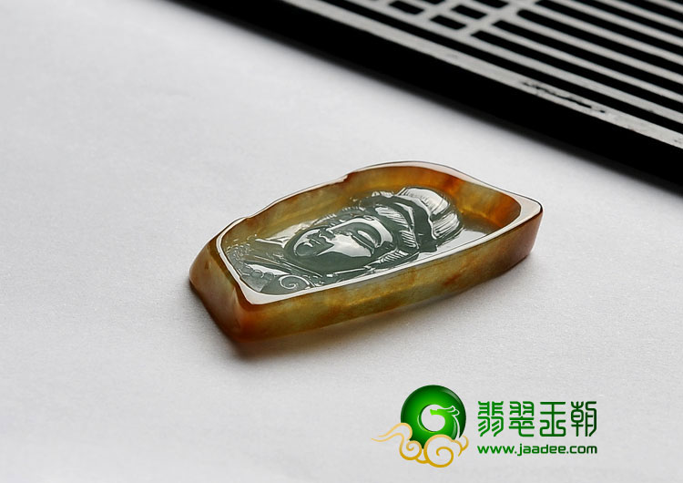 冰种褐黄翡晴水缅甸翡翠A货观音头挂件