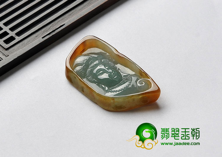 冰种褐黄翡晴水缅甸翡翠A货观音头挂件