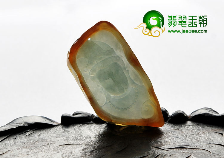 冰种褐黄翡晴水缅甸翡翠A货观音头挂件