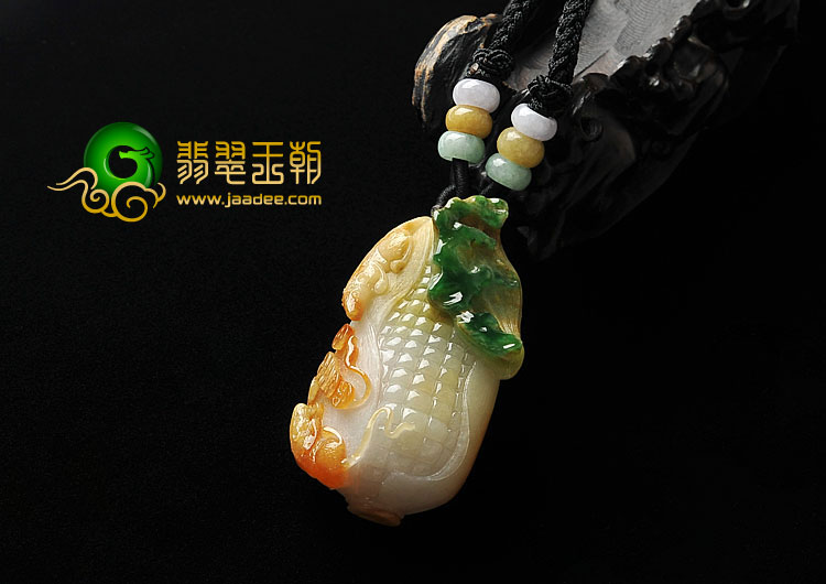 糯冰种三彩缅甸翡翠A货玉米挂件