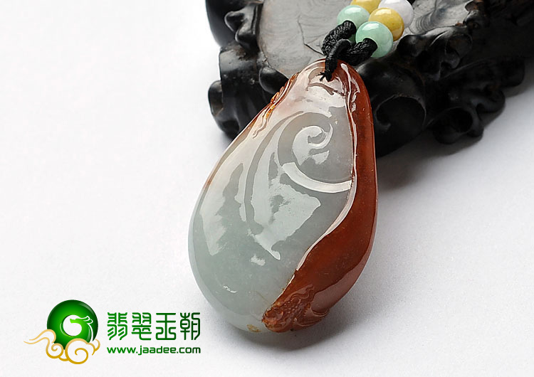 糯冰种褐红翡缅甸翡翠A货花开富贵挂件