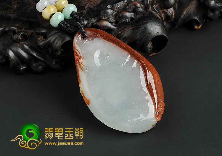 糯冰种褐红翡缅甸翡翠A货花开富贵挂件