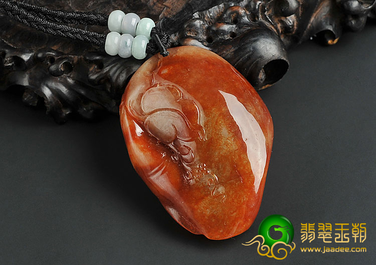 糯冰种红黄翡缅甸翡翠A货花开富贵挂件