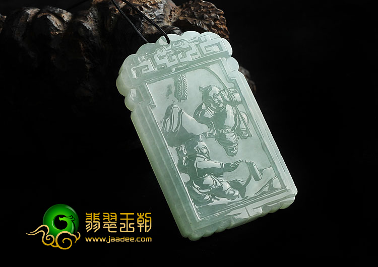 冰种晴水缅甸翡翠A货竹报平安挂件