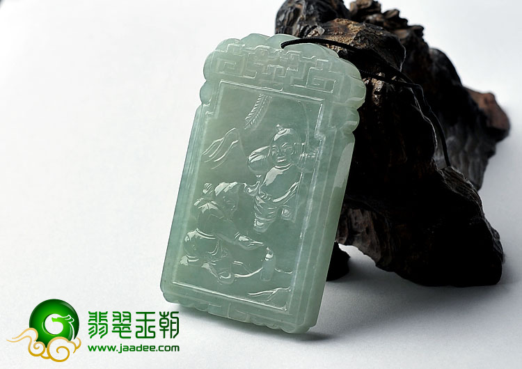 冰种晴水缅甸翡翠A货竹报平安挂件