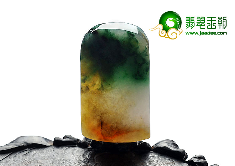 糯冰种三彩缅甸翡翠A货子冈牌挂件