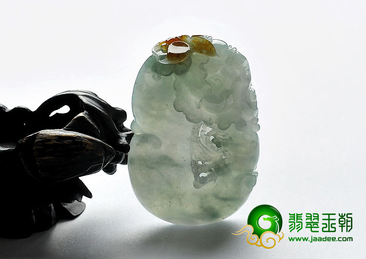 （超值推荐）冰种晴水略带褐黄翡缅甸翡翠A货蝶恋花挂件