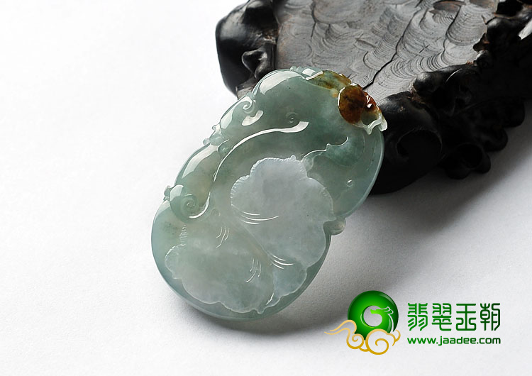 （超值推荐）冰种晴水略带褐黄翡缅甸翡翠A货蝶恋花挂件