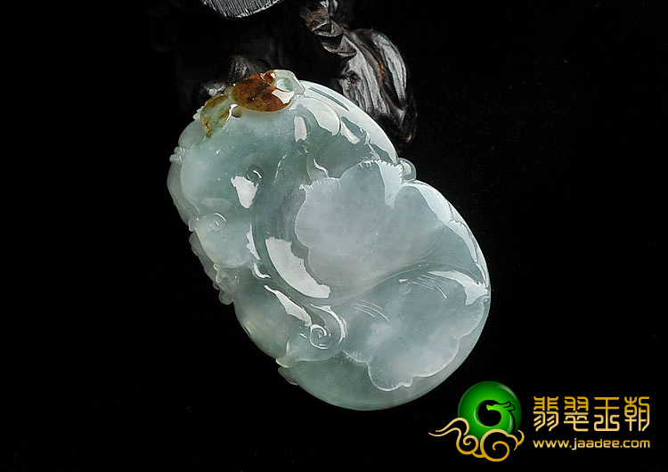 （超值推荐）冰种晴水略带褐黄翡缅甸翡翠A货蝶恋花挂件