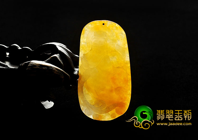 冰种黄翡缅甸翡翠A货站观音挂件