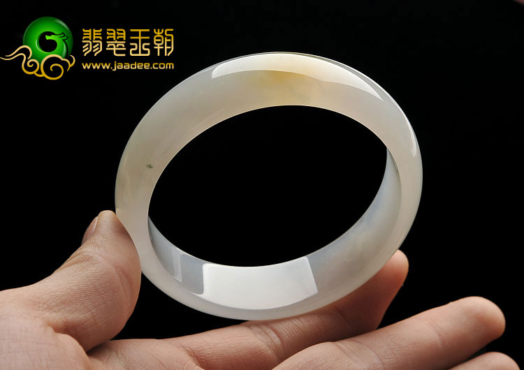 冰种晴水略带黄翡缅甸翡翠A货手镯（57.8mm）