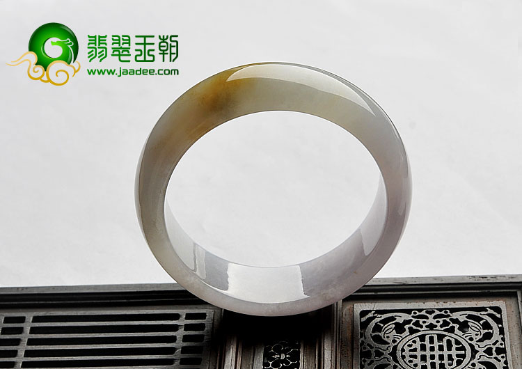糯冰种紫罗兰黄翡缅甸翡翠A货手镯（55.8mm）